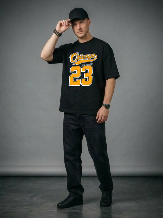 Chicago 23 Oversized Drop Shoulder Tee - Black