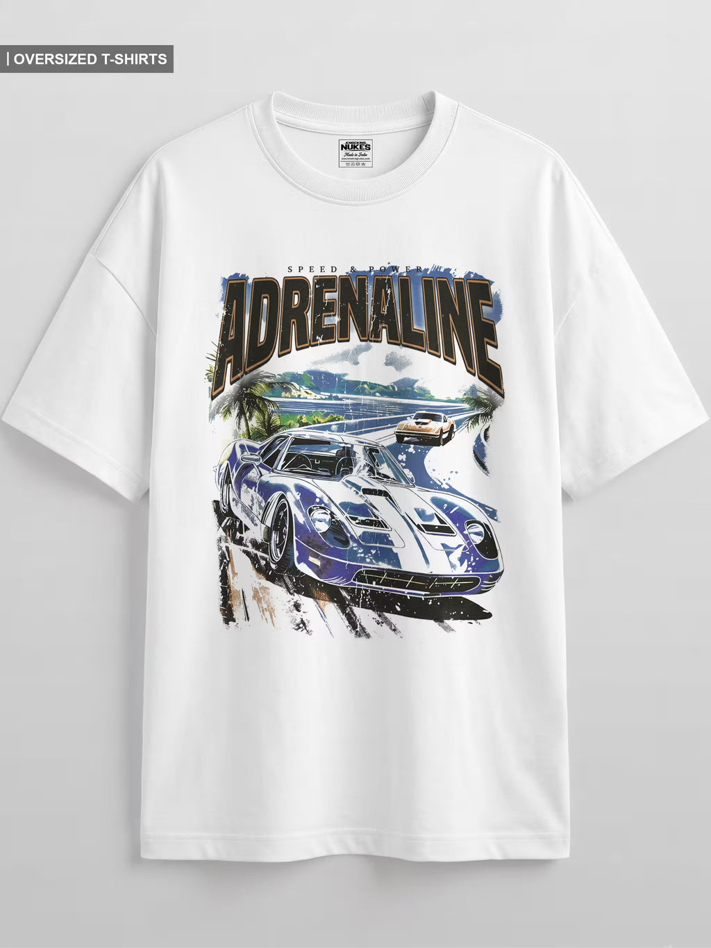 Adrenaline Speed Racing Oversized Graphic T-Shirt