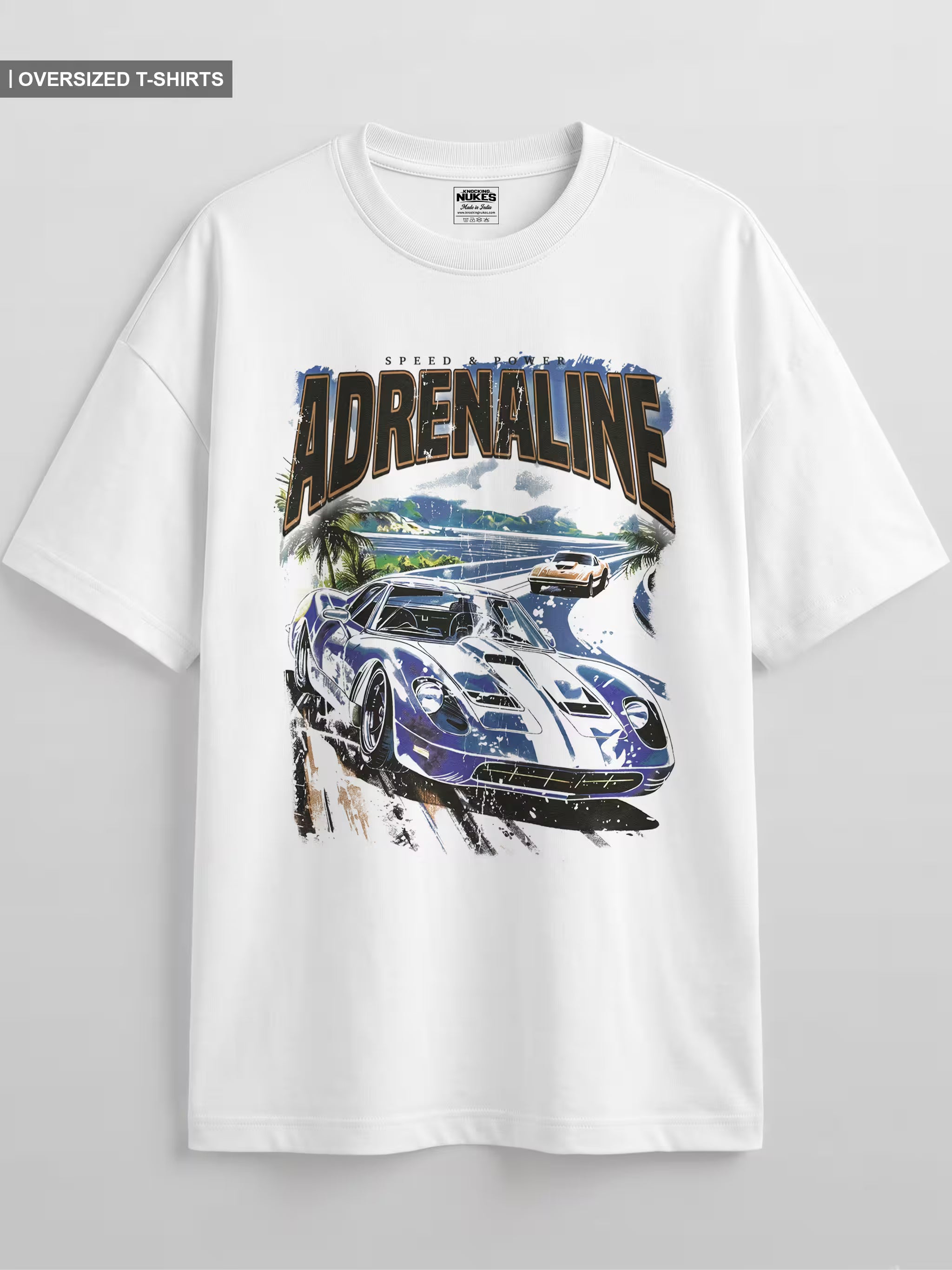 Adrenaline Speed Racing Oversized Graphic T-Shirt