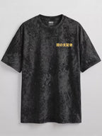 Oni Skull Acid Wash Oversized T-Shirt – Japanese Samurai Demon Graphic Tee for Men