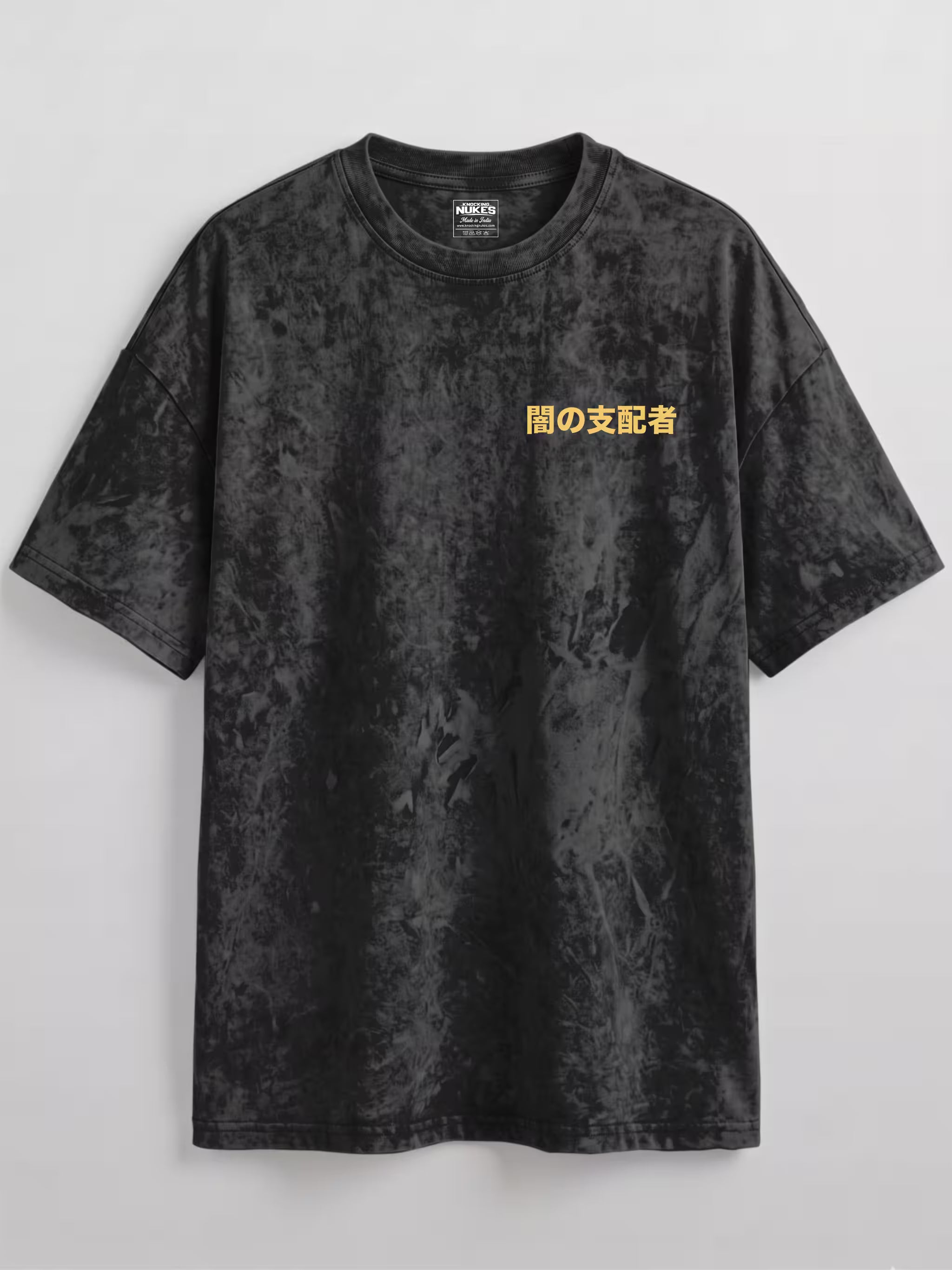Oni Skull Acid Wash Oversized T-Shirt – Japanese Samurai Demon Graphic Tee for Men