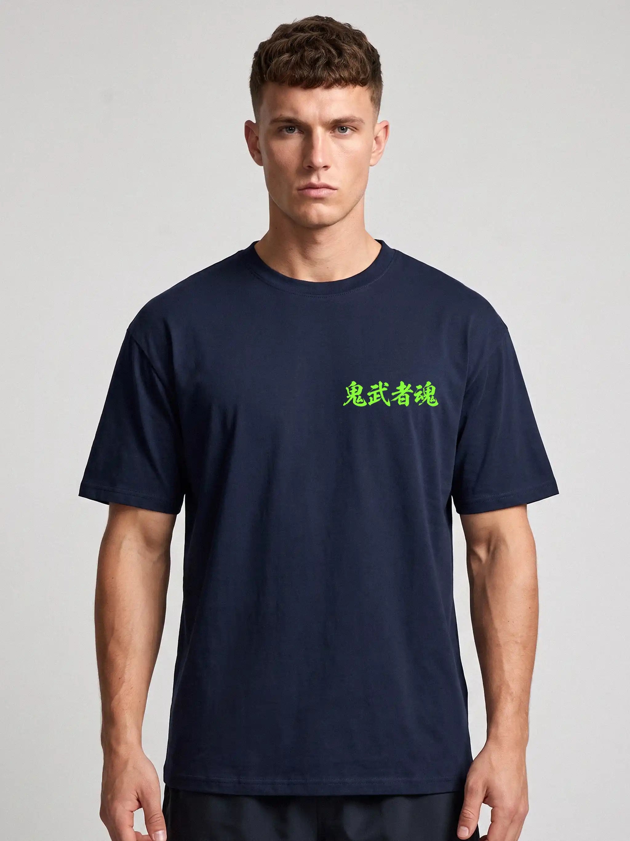 Demon Samurai Oversized Drop Shoulder Anime Graphic Streetwear Tee