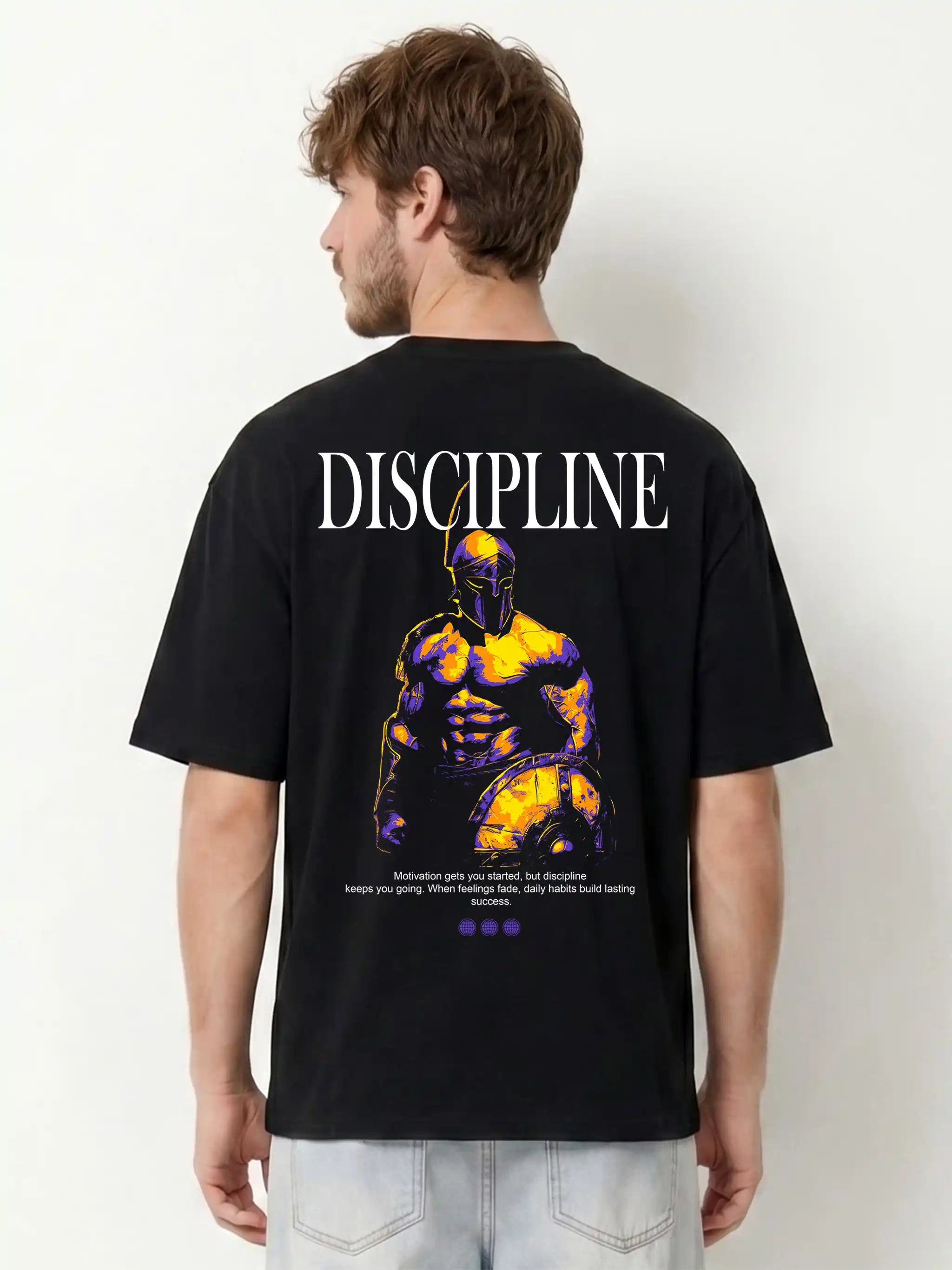 Discipline Spartan Warrior Oversized Drop Shoulder Gym Streetwear Tee