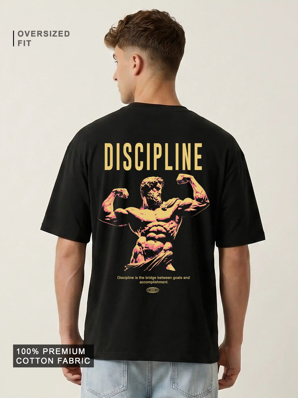 Discipline Graphic Oversized Drop Shoulder Gym & Streetwear Tee