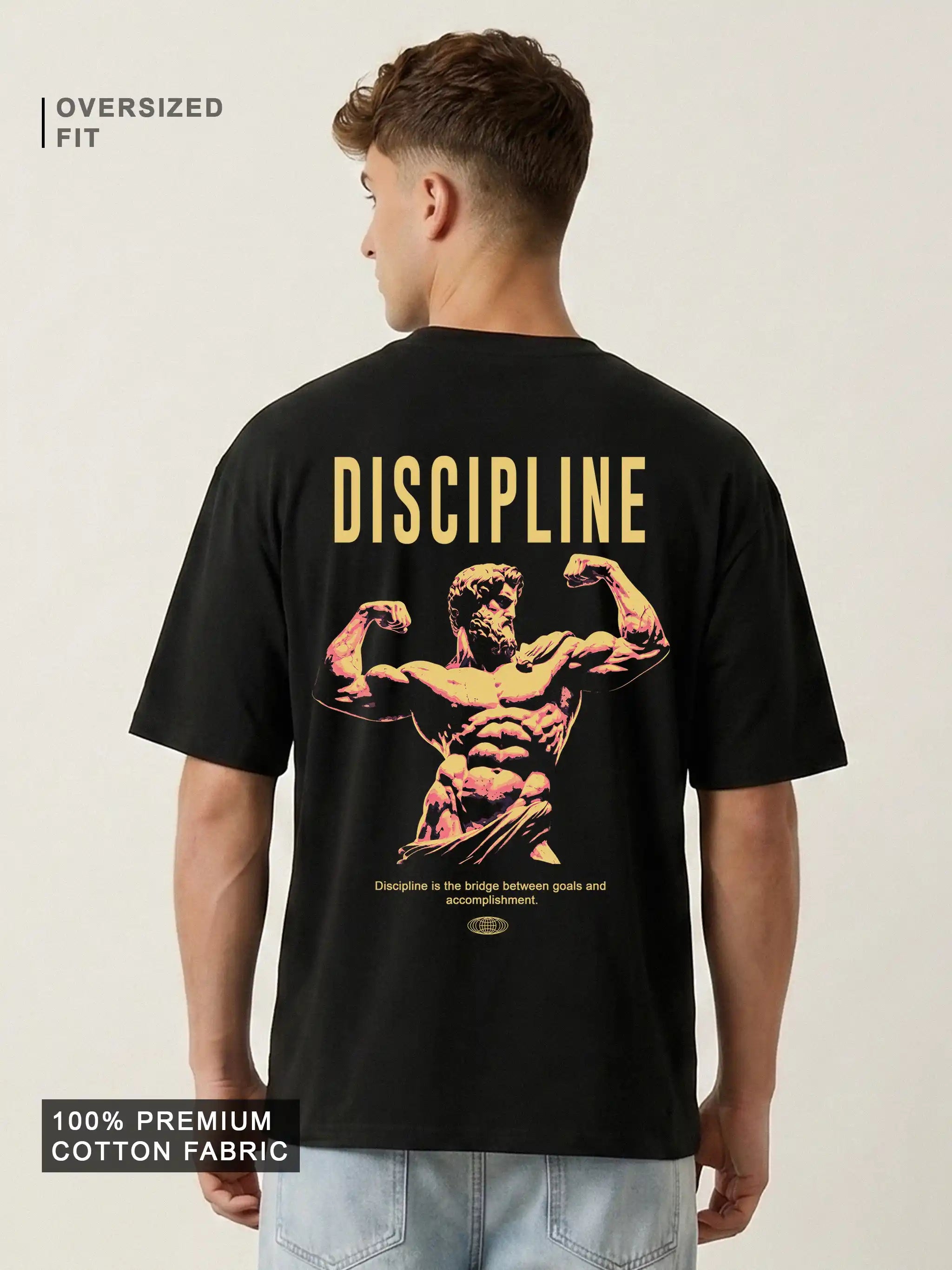 Discipline Graphic Oversized Drop Shoulder Gym & Streetwear Tee