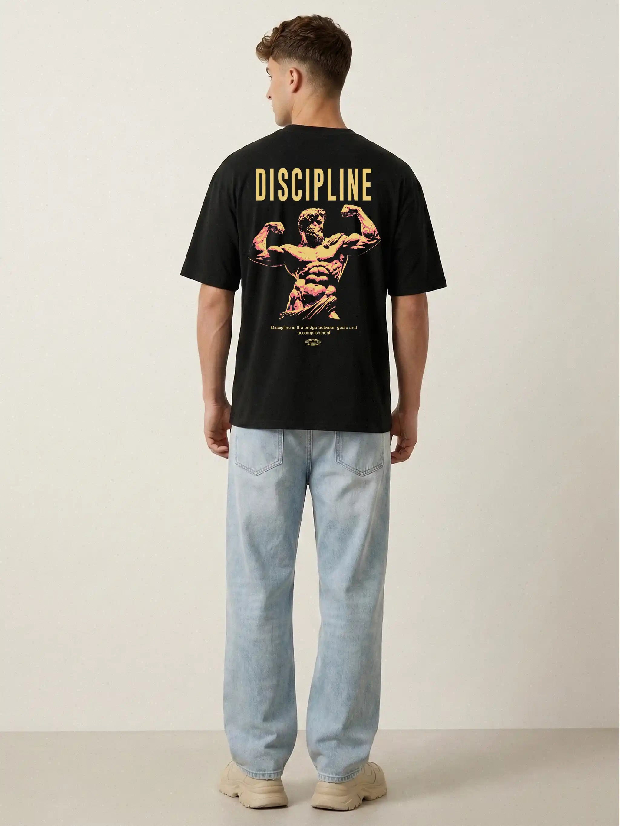 Discipline Graphic Oversized Drop Shoulder Gym & Streetwear Tee
