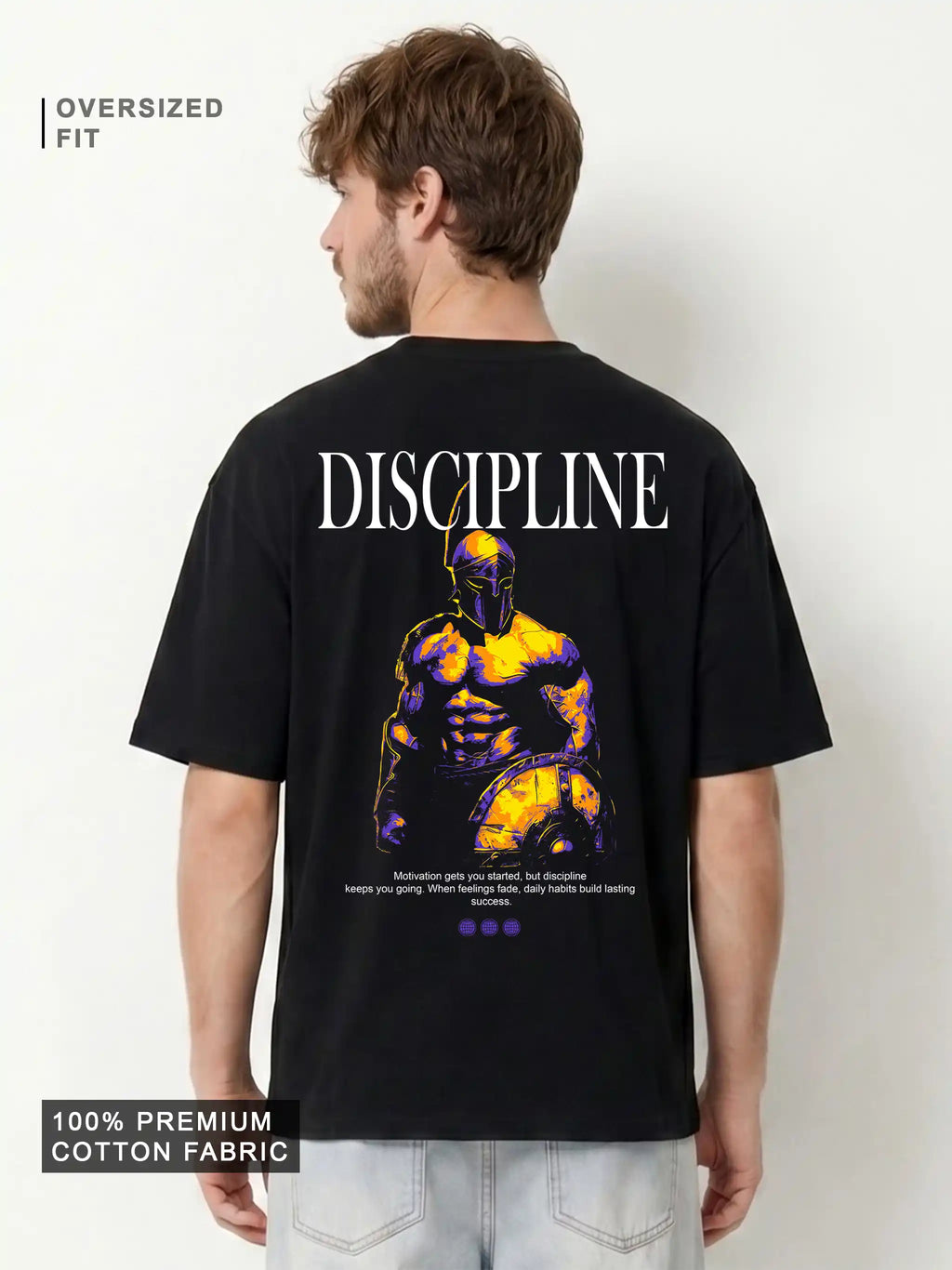 Discipline Spartan Warrior Oversized Drop Shoulder Gym Streetwear Tee
