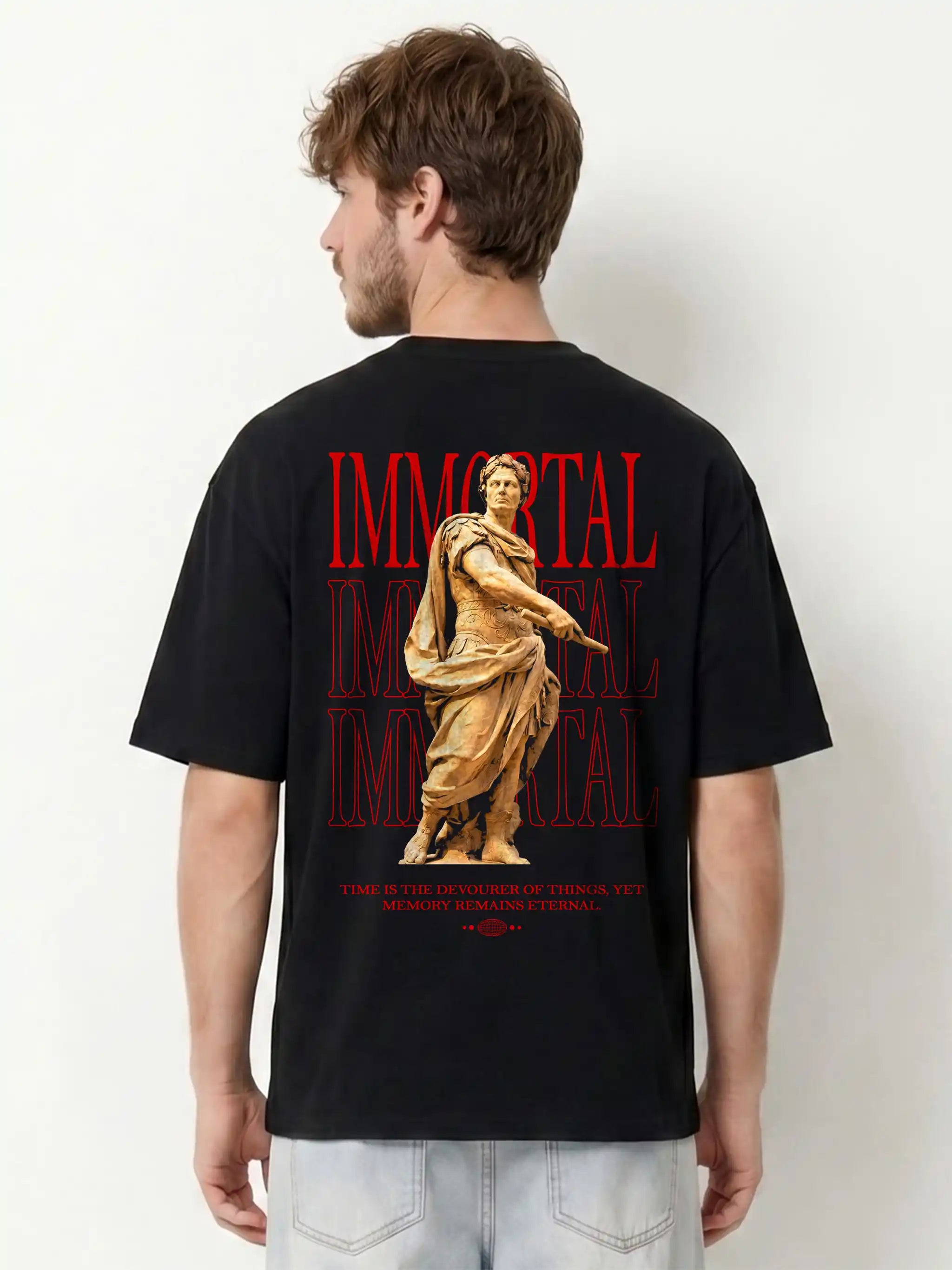 Immortal Roman Statue Graphic Drop Shoulder Oversized T-Shirt