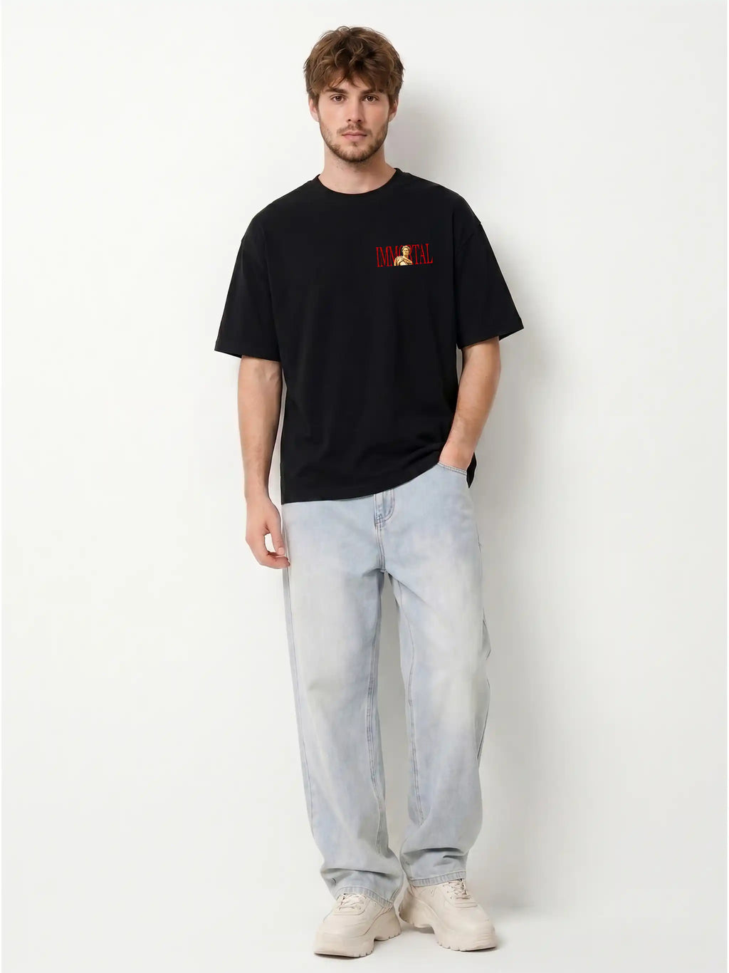 Immortal Roman Statue Graphic Drop Shoulder Oversized T-Shirt