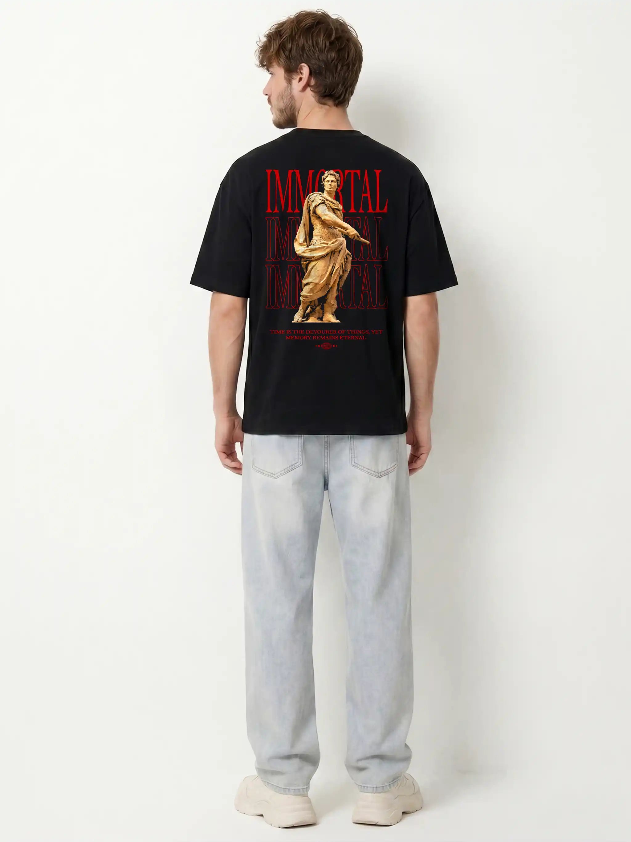 Immortal Roman Statue Graphic Drop Shoulder Oversized T-Shirt