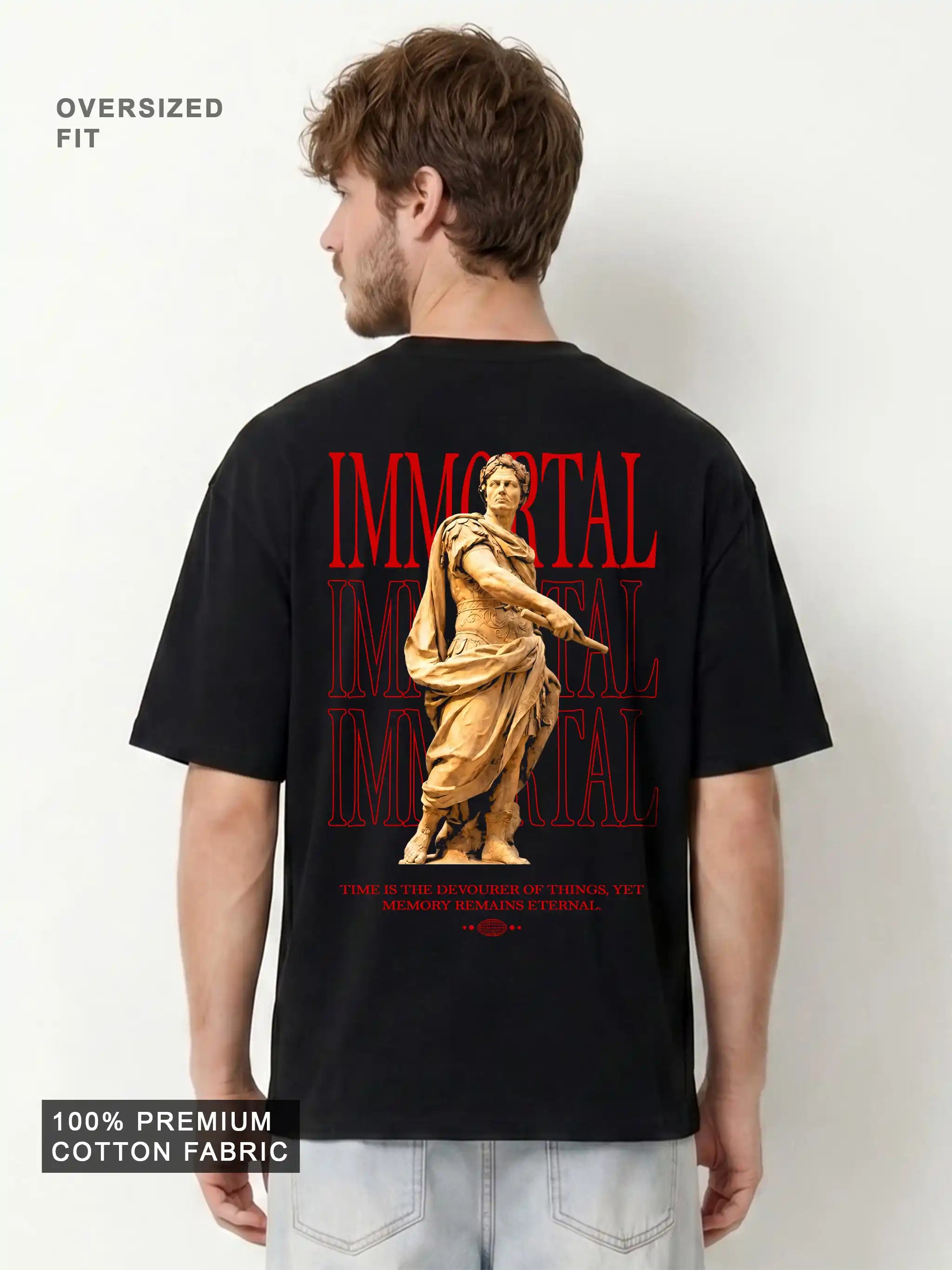 Immortal Roman Statue Graphic Drop Shoulder Oversized T-Shirt