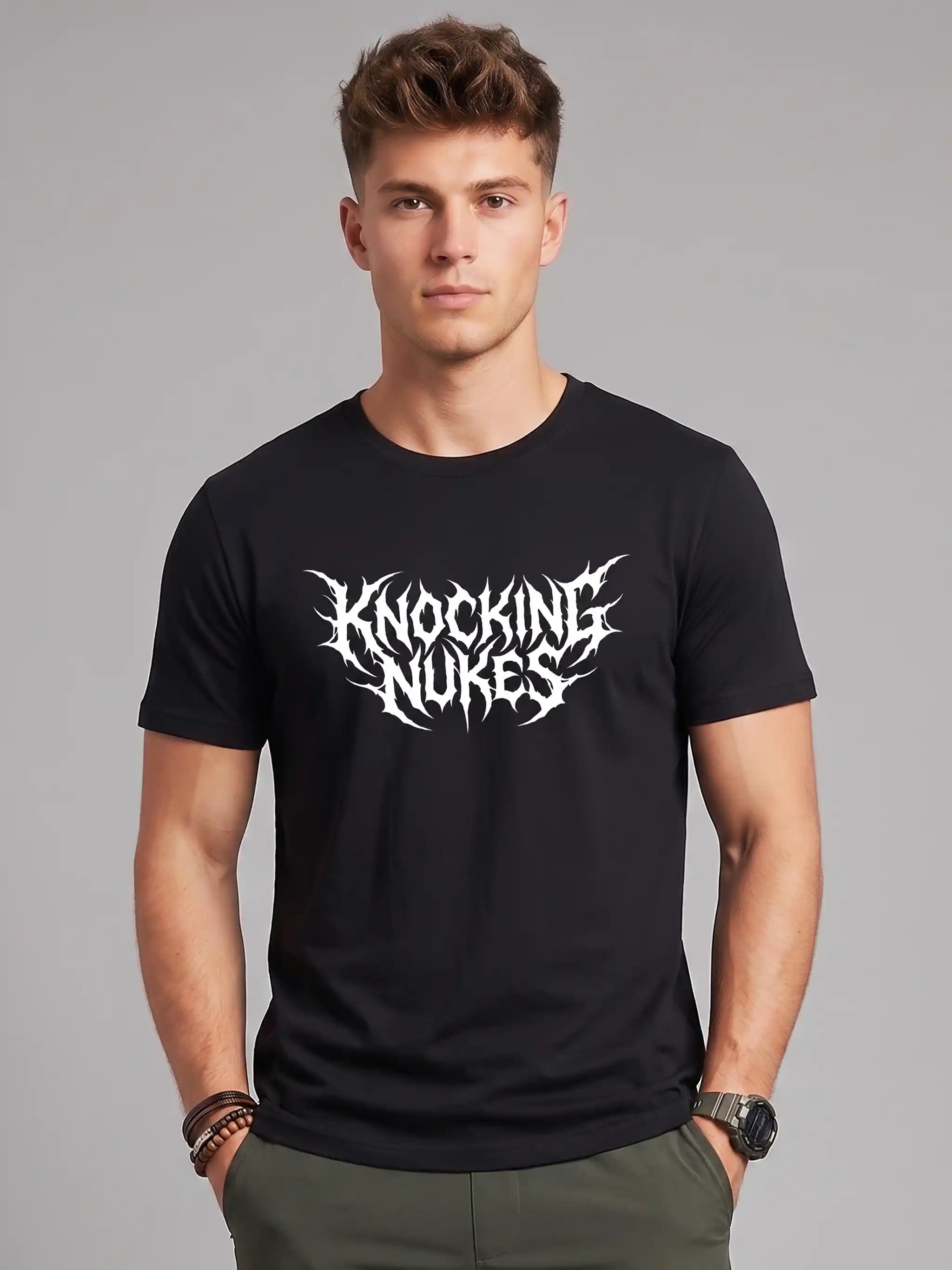 Knocking Nukes Streetwear Printed Round Neck Regular Fit T-Shirt