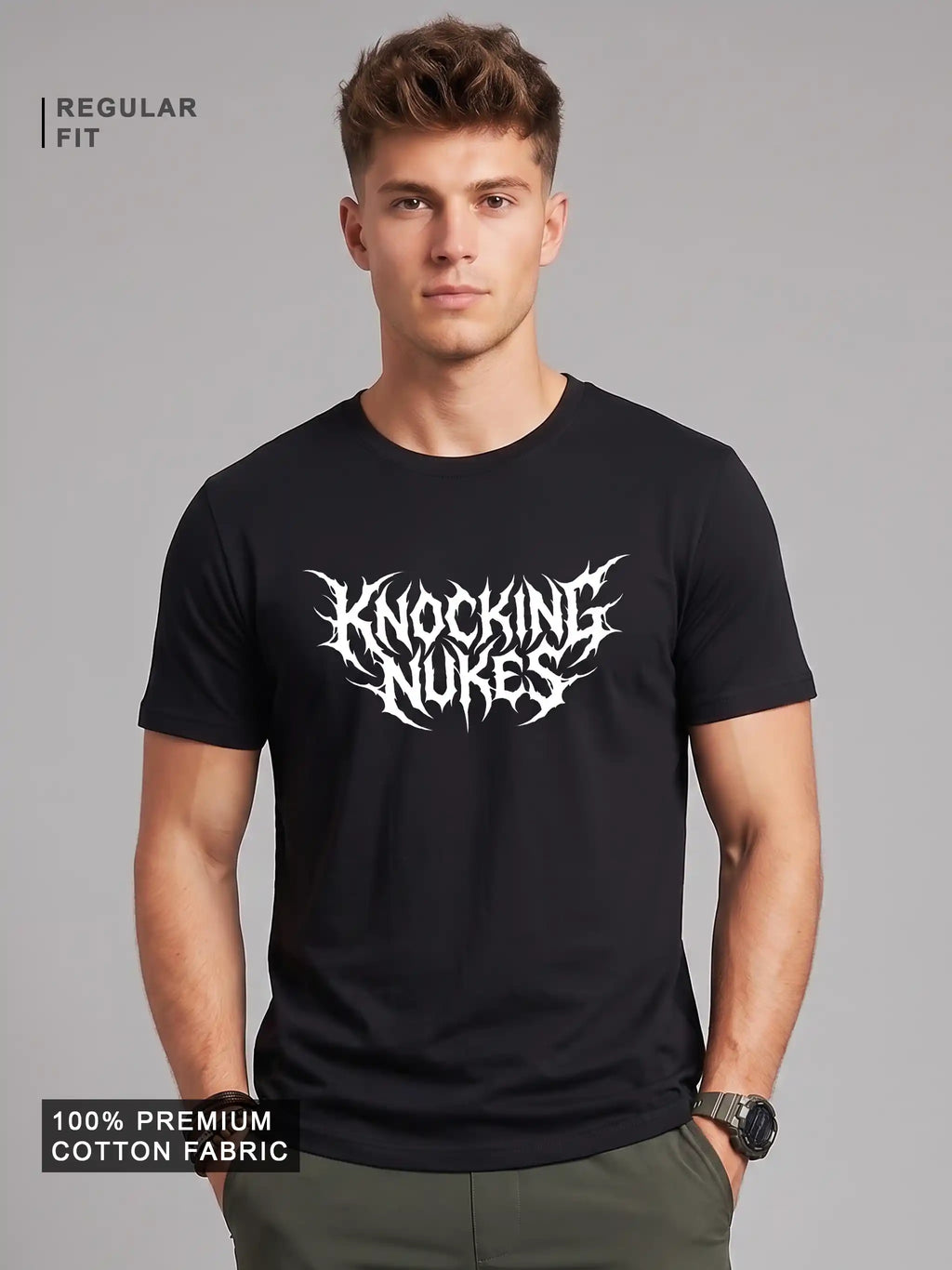 Knocking Nukes Streetwear Printed Round Neck Regular Fit T-Shirt