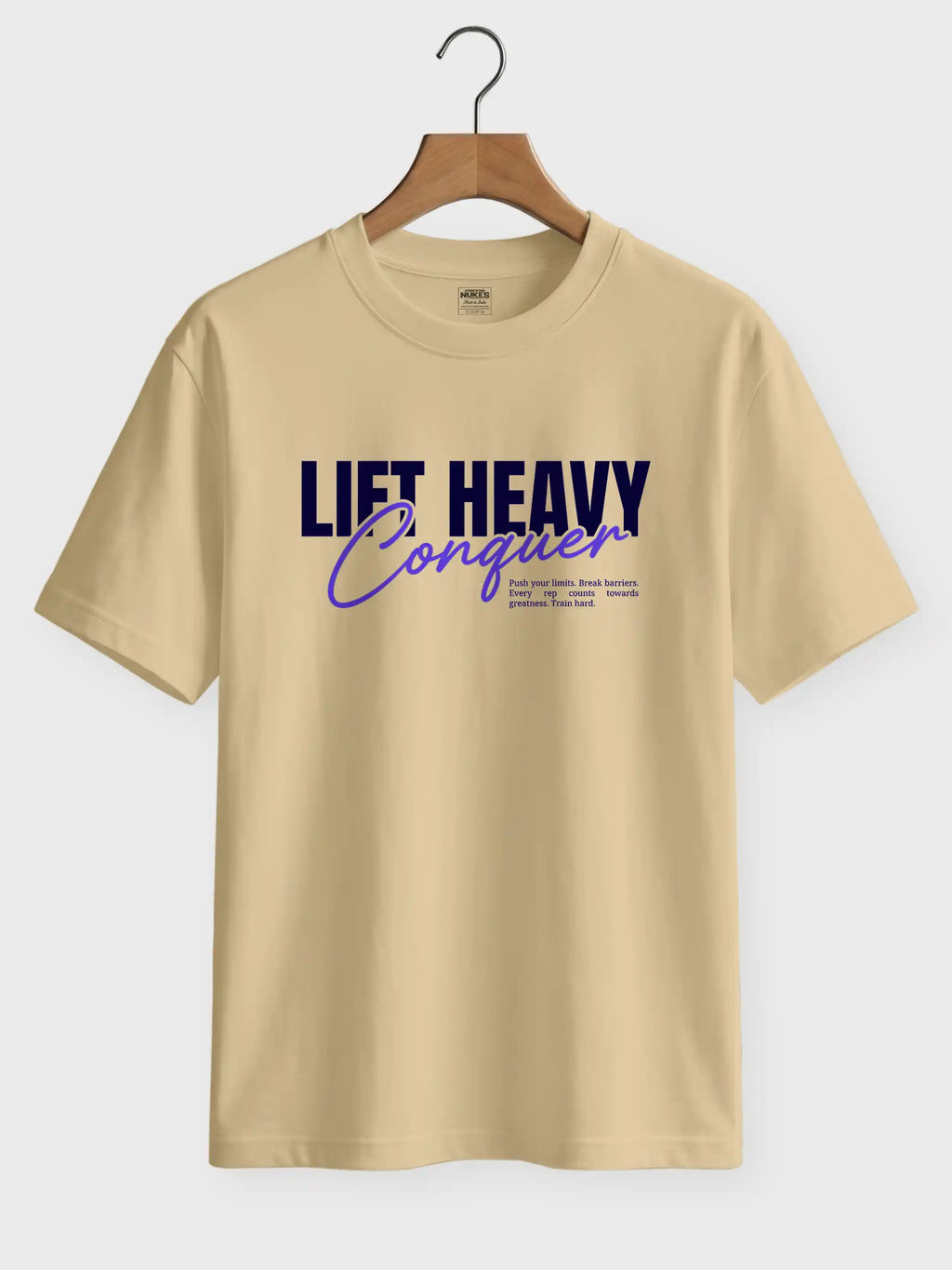 Lift Heavy Conquer Printed Round Neck Regular Fit T-Shirt