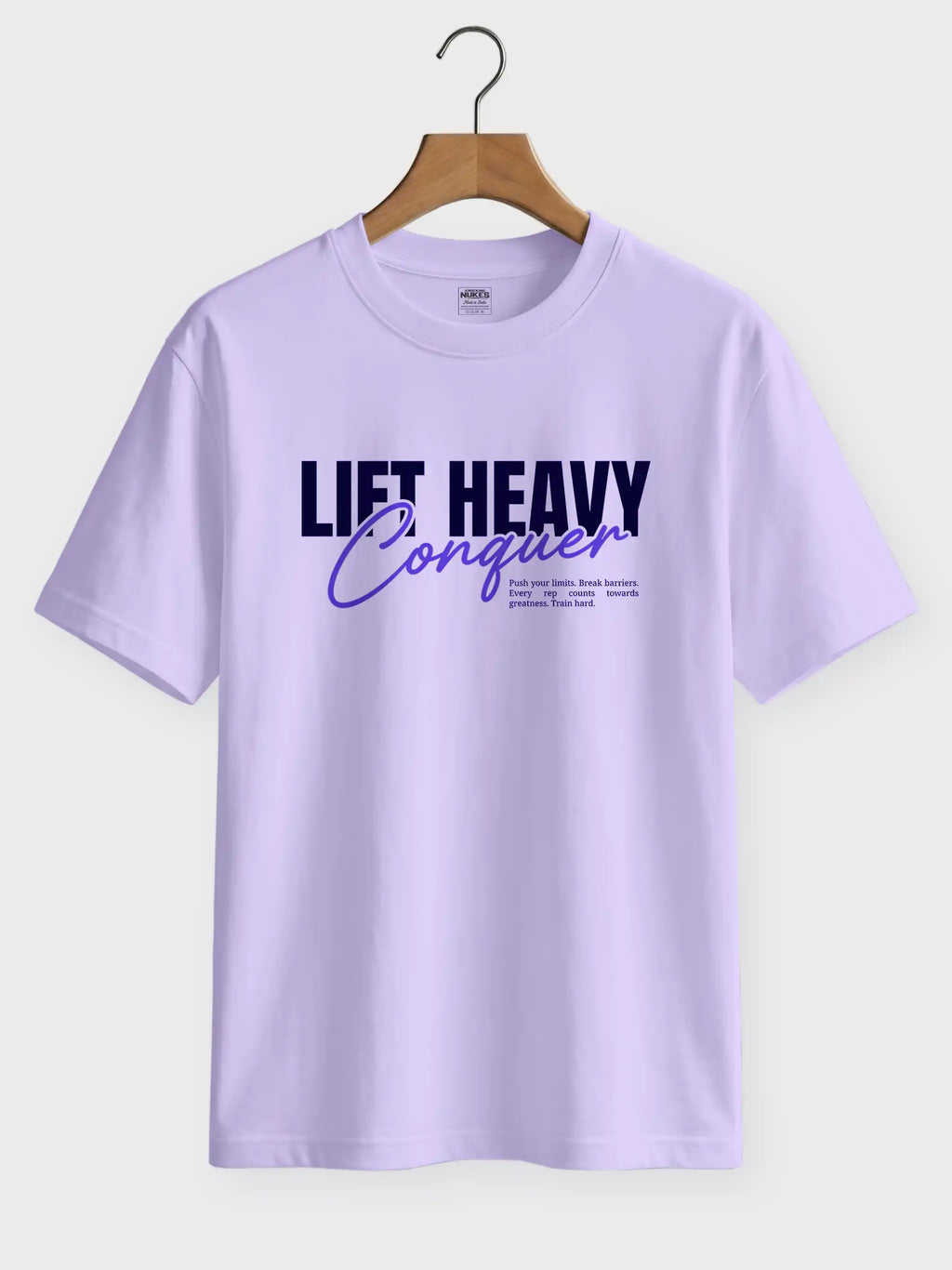 Lift Heavy Conquer Printed Round Neck Regular Fit T-Shirt