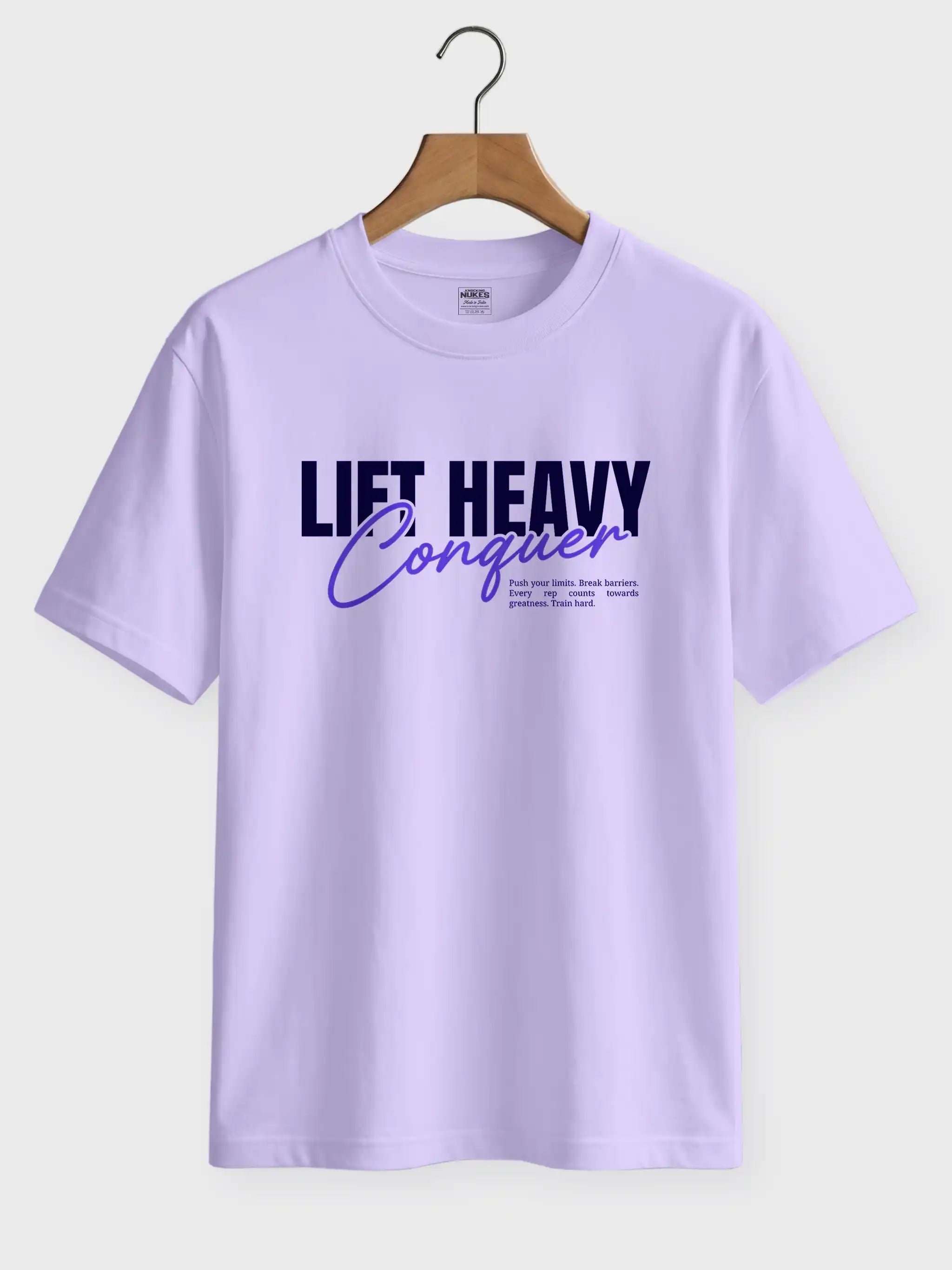 Lift Heavy Conquer Printed Round Neck Regular Fit T-Shirt