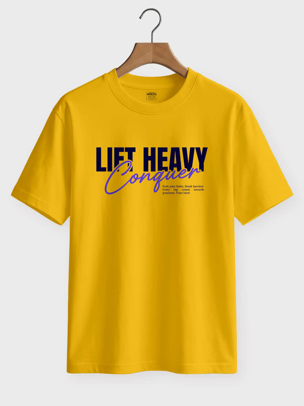Lift Heavy Conquer Printed Round Neck Regular Fit T-Shirt