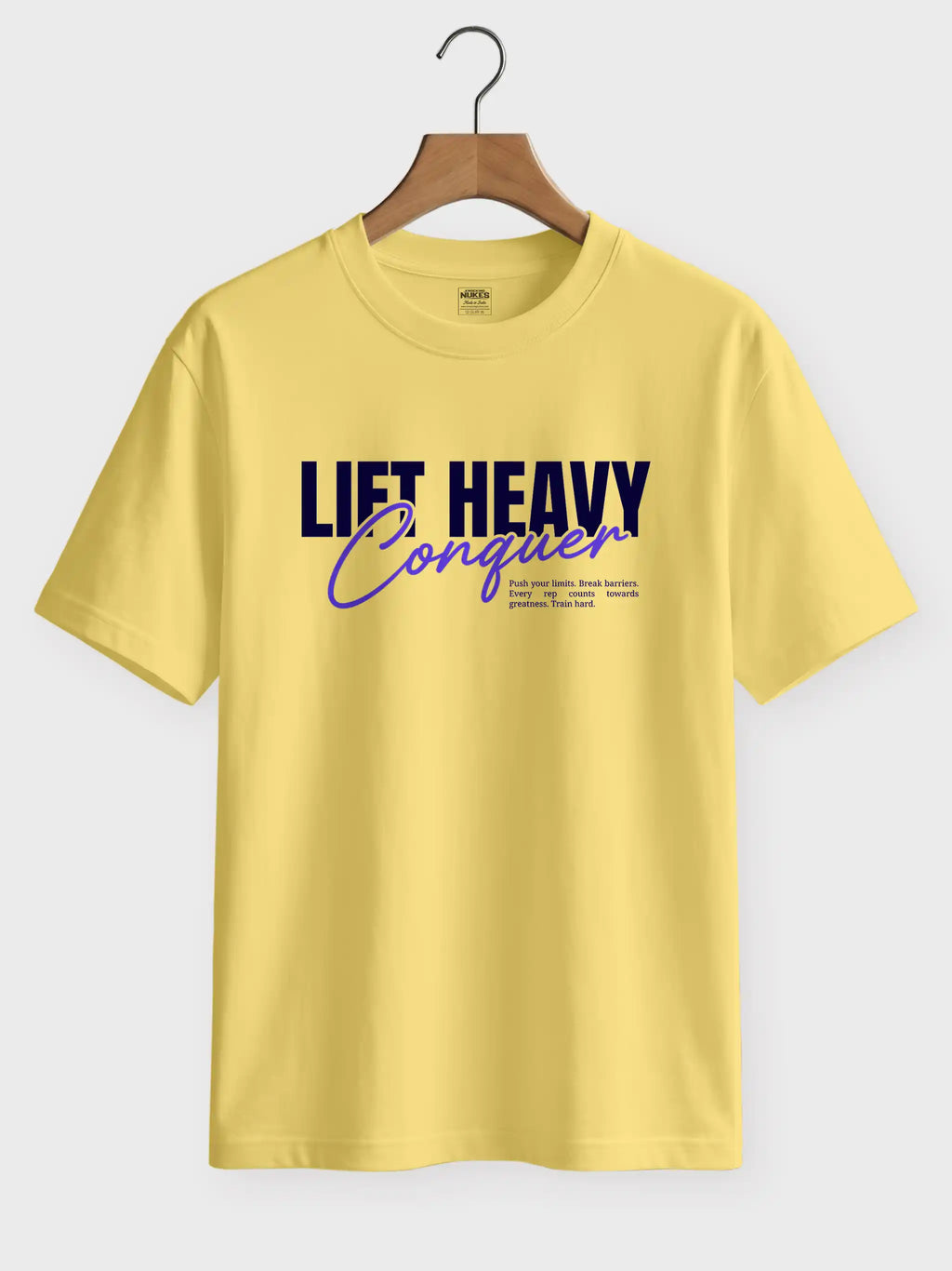 Lift Heavy Conquer Printed Round Neck Regular Fit T-Shirt