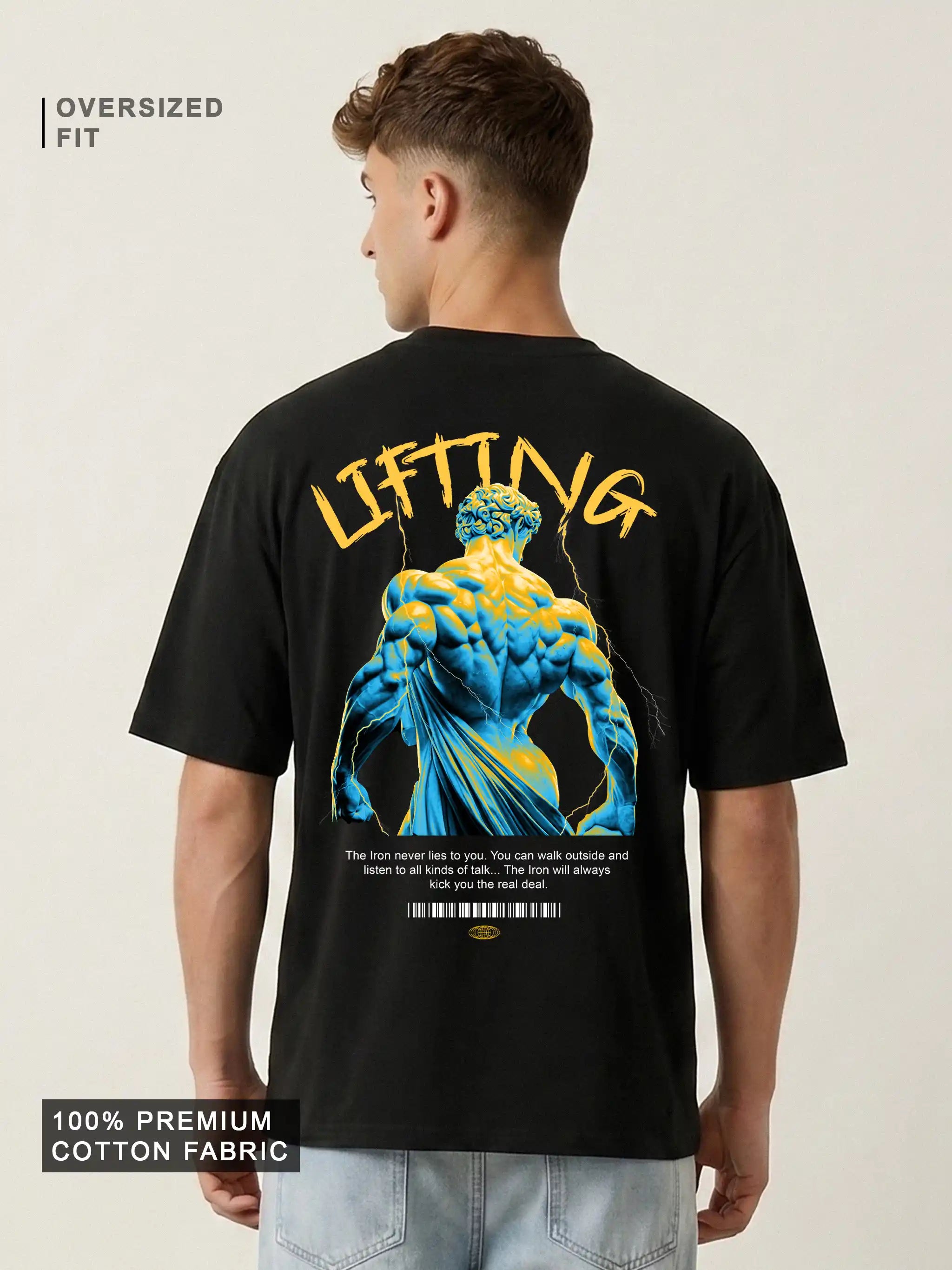 Lifting Gym Graphic Oversized Drop Shoulder Workout Streetwear Tee