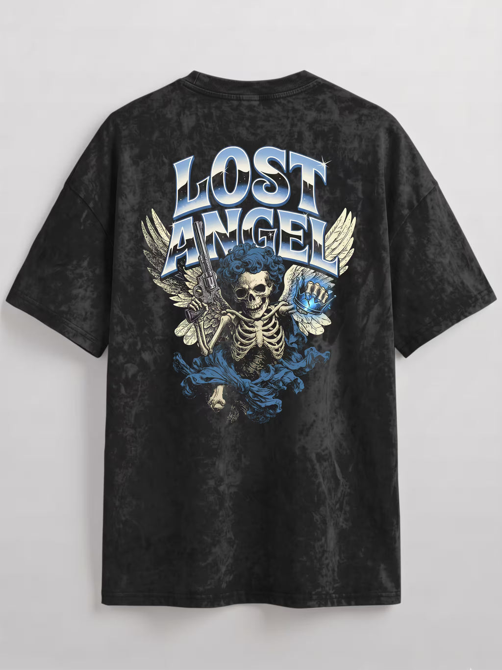 Lost Angel Acid Wash Oversized Graphic T-Shirt