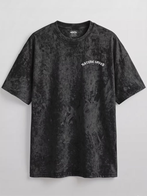 Nature Loves Acid Wash Oversized Graphic T-Shirt