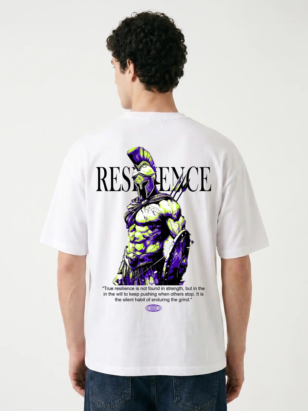 Resilience Spartan Warrior Oversized Drop Shoulder Graphic Streetwear Tee