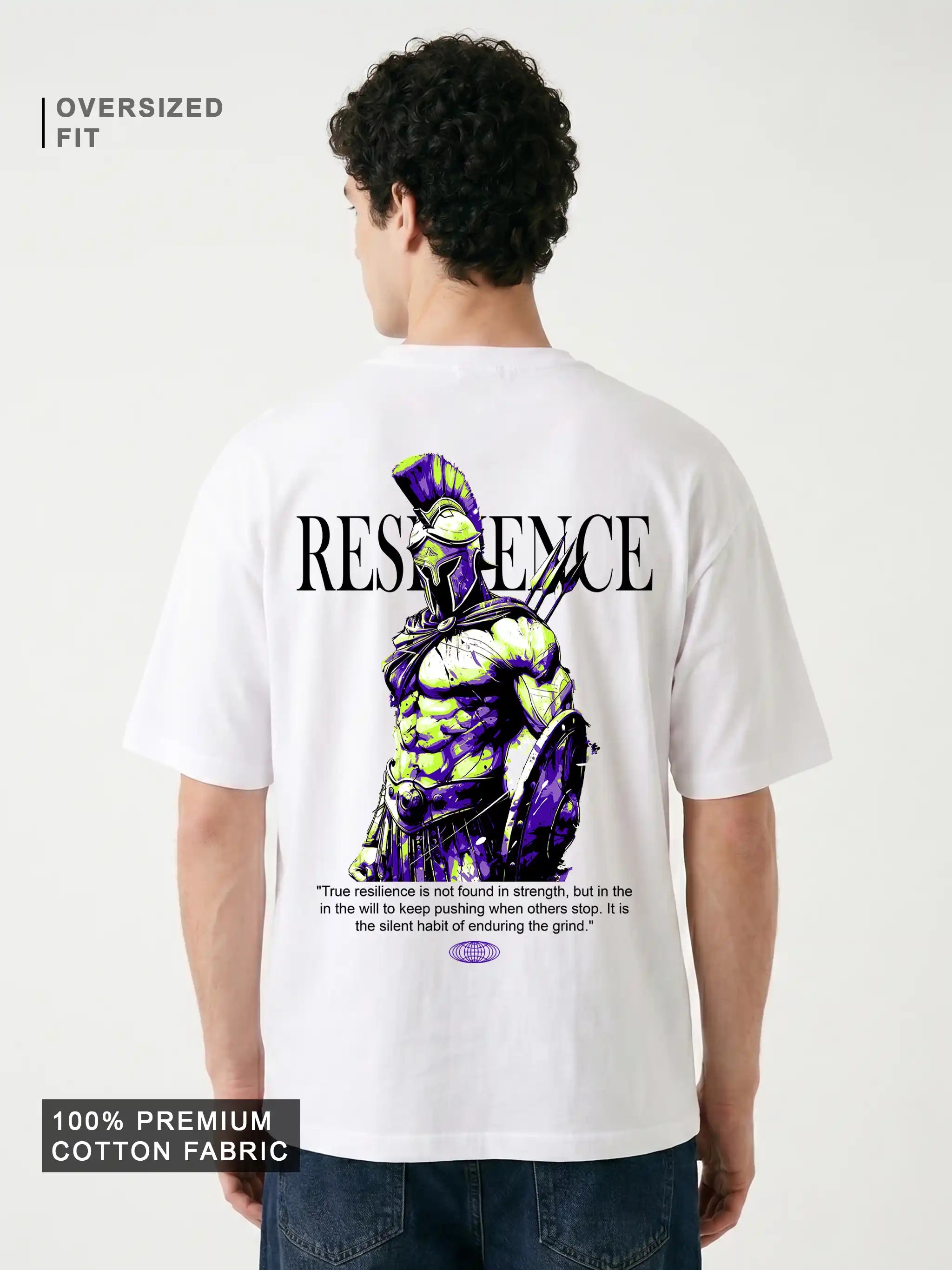 Resilience Spartan Warrior Oversized Drop Shoulder Graphic Streetwear Tee