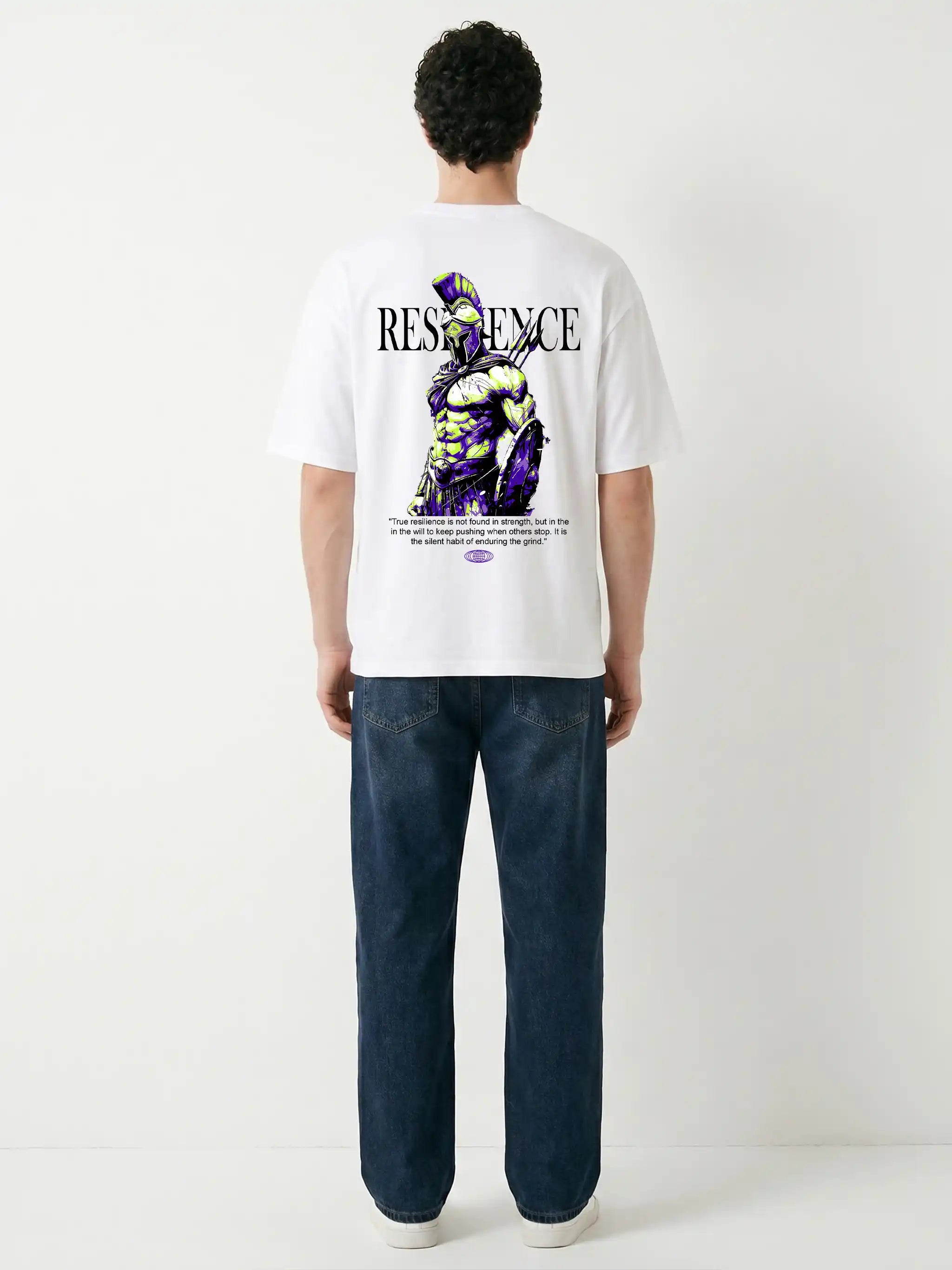 Resilience Spartan Warrior Oversized Drop Shoulder Graphic Streetwear Tee