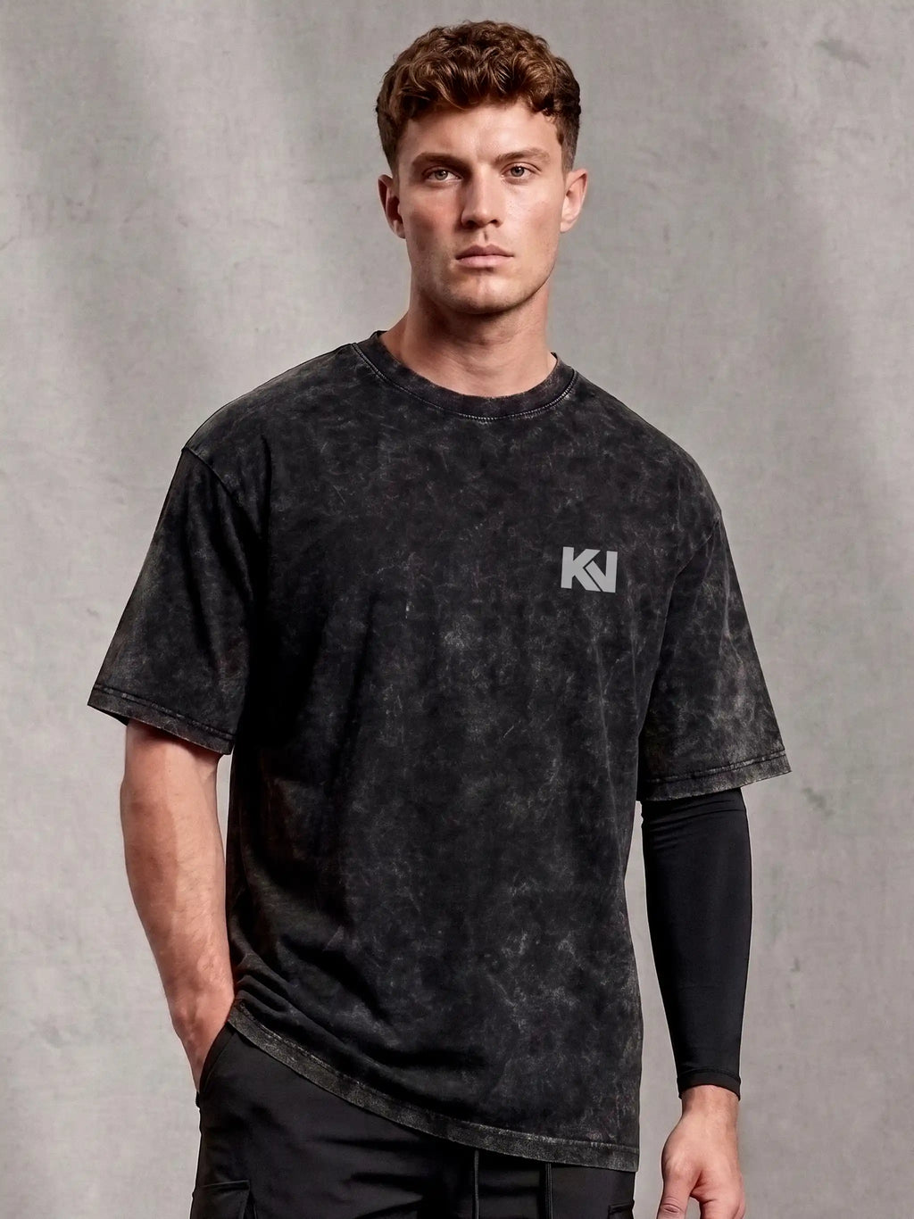 Savage Acid Wash Oversized Drop Shoulder Gym Graphic Streetwear Tee