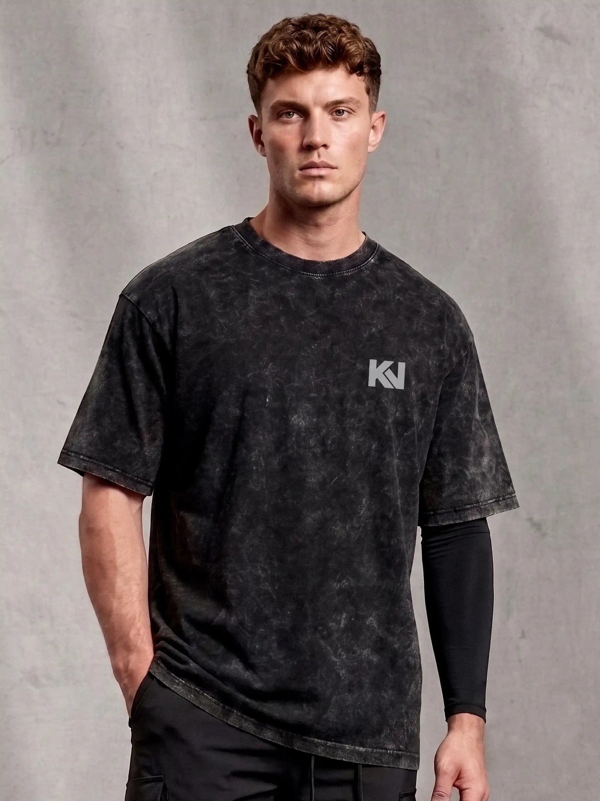 Savage Acid Wash Oversized Drop Shoulder Gym Graphic Streetwear Tee