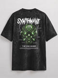 Synthwave Void Gazer Acid Wash Oversized T-Shirt