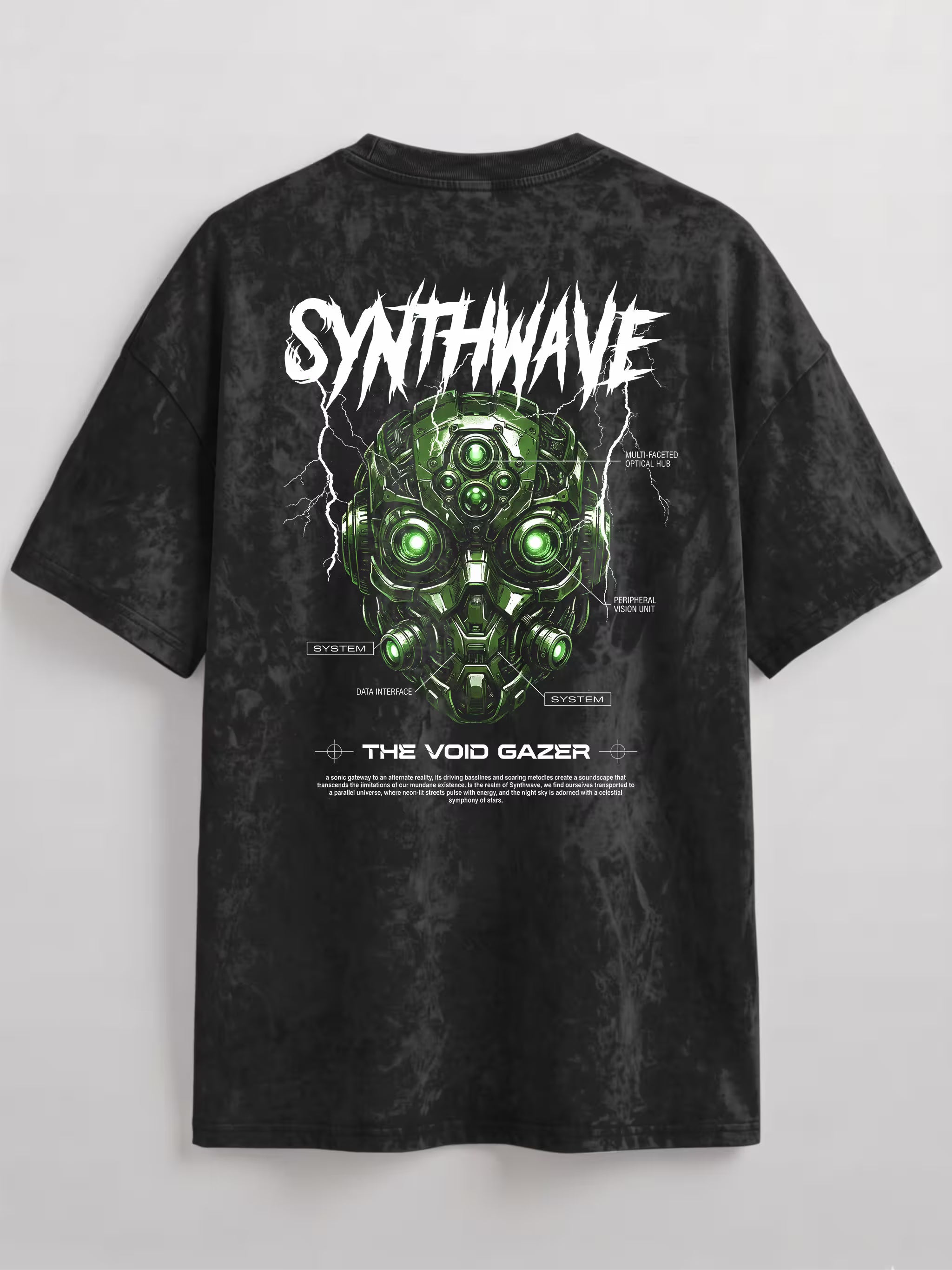 Synthwave Void Gazer Acid Wash Oversized T-Shirt