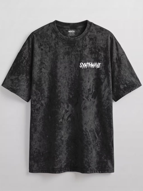 Synthwave Void Gazer Acid Wash Oversized T-Shirt