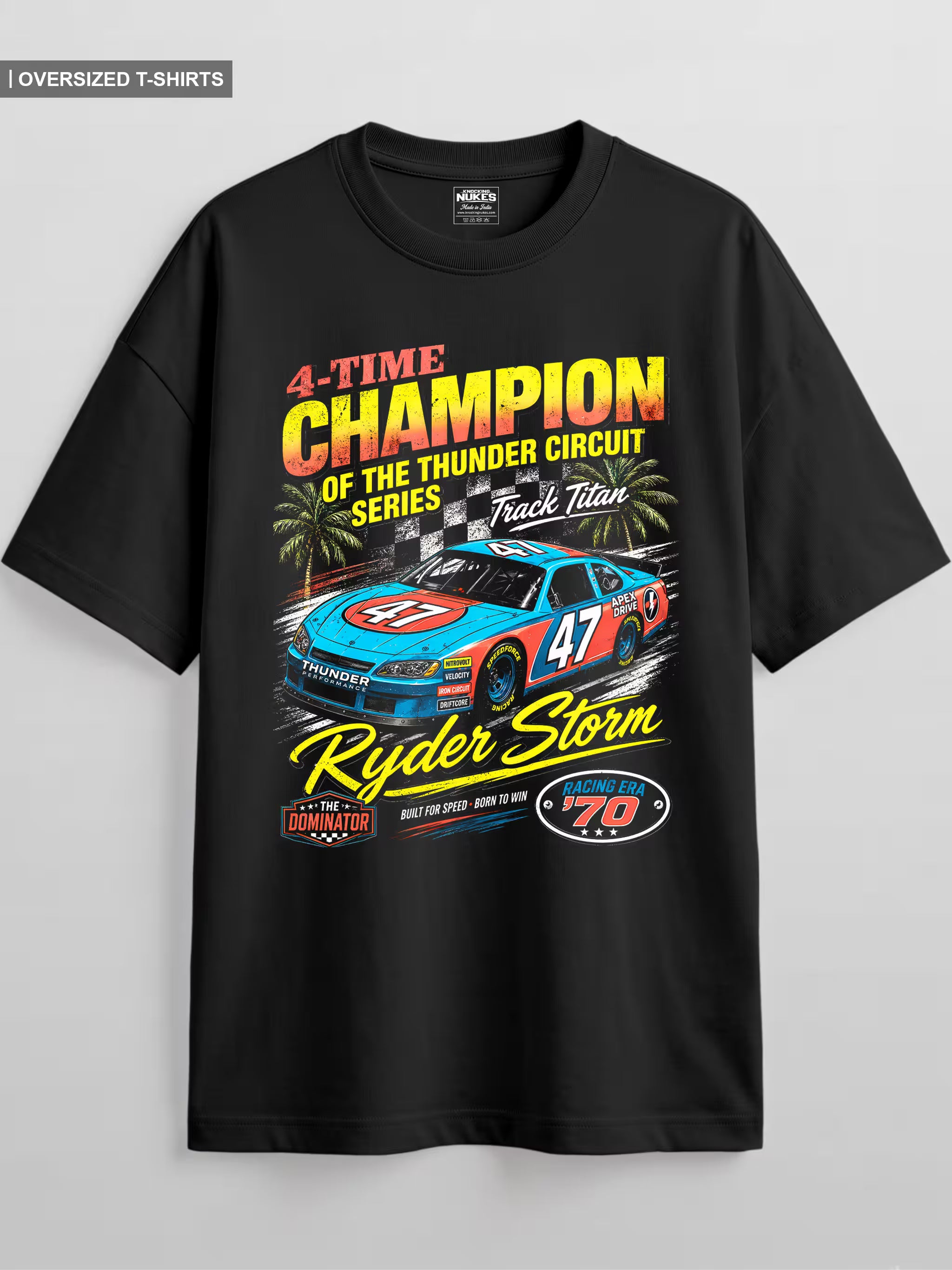 Racing Champion Drop Shoulder Oversized T-Shirt – Vintage Motorsport Graphic Tee